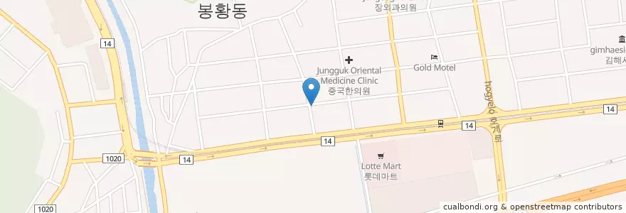 Mapa de ubicacion de 빠다집 en 大韓民国, 慶尚南道, 金海市.