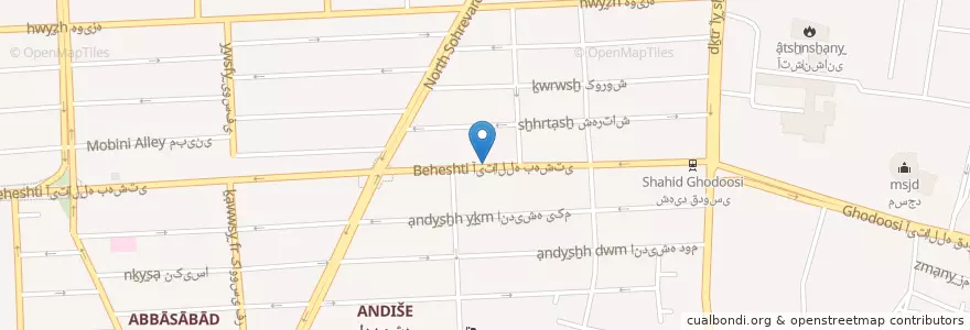 Mapa de ubicacion de بانک مهر اقتصاد en ایران, استان تهران, شهرستان تهران, تهران, بخش مرکزی شهرستان تهران.