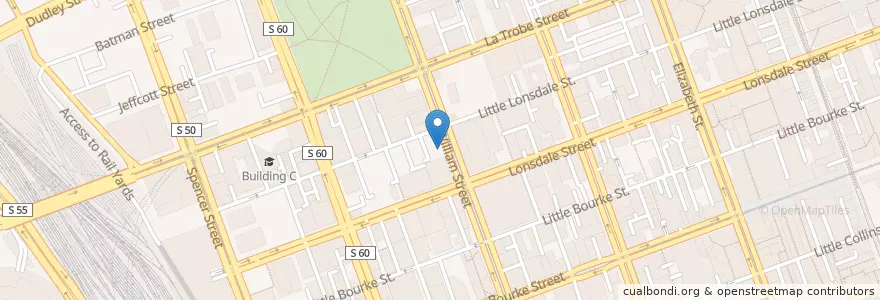 Mapa de ubicacion de Petty Sessions Cafe en Australien, Victoria, City Of Melbourne.