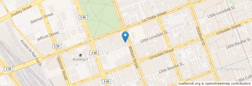Mapa de ubicacion de Melbourne Law Courts Post Shop en Avustralya, Victoria, City Of Melbourne.
