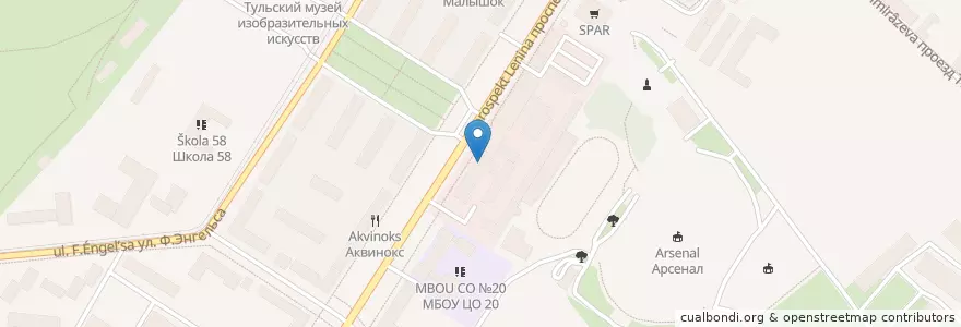 Mapa de ubicacion de Альфа-Банк en 러시아, Центральный Федеральный Округ, Тульская Область, Городской Округ Тула.