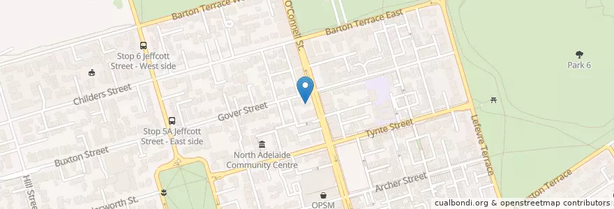 Mapa de ubicacion de Caltex en Australië, Zuid-Australië, Adelaide, Adelaide City Council.
