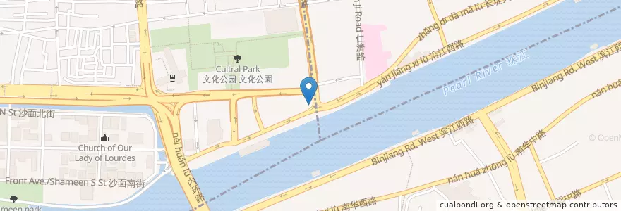 Mapa de ubicacion de 交通银行 en Китай, Гуандун, Гуанчжоу, 岭南街道.