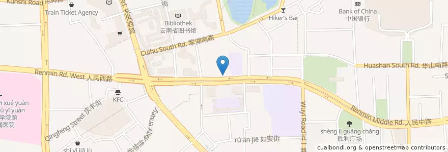 Mapa de ubicacion de 交通银行 en China, Yunnan, 昆明市, 五华区.
