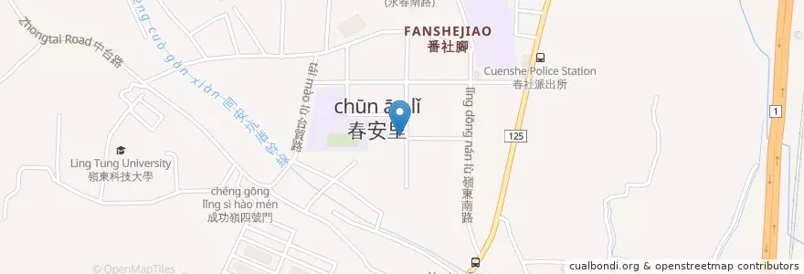Mapa de ubicacion de Chun An Elementary School en Taiwan, Taichung, Nantun District.