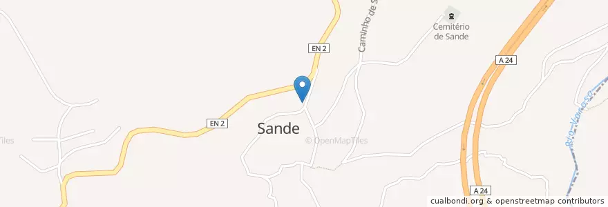 Mapa de ubicacion de Sande en Portugal, Norte, Viseu, Douro, Lamego, Sande.
