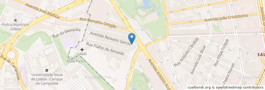 Mapa de ubicacion de Bicicletas Gira Estação 412 en 葡萄牙, Área Metropolitana De Lisboa, Lisboa, Grande Lisboa, 里斯本, Avenidas Novas.