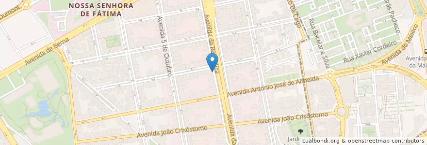 Mapa de ubicacion de Bicicletas Gira Estação 427 en Portugal, Área Metropolitana De Lisboa, Lisbon, Grande Lisboa, Lisbon, Avenidas Novas.