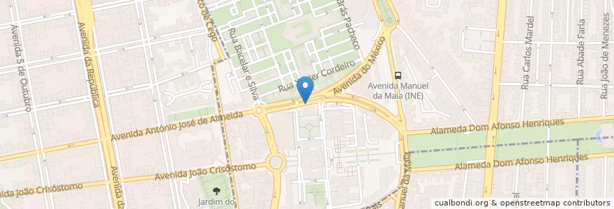 Mapa de ubicacion de Bicicletas Gira Estação 419 en 葡萄牙, Área Metropolitana De Lisboa, Lisboa, Grande Lisboa, 里斯本, Areeiro.