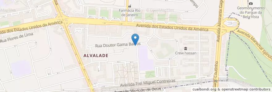 Mapa de ubicacion de Bicicletas Gira Estação 452 en ポルトガル, Área Metropolitana De Lisboa, Lisboa, Grande Lisboa, リスボン, Alvalade.