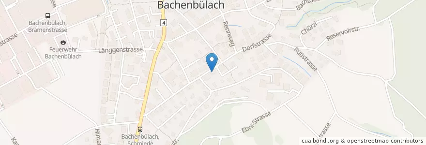 Mapa de ubicacion de Gemeindebibliothek Bachenbülach en Zwitserland, Zürich, Bezirk Bülach, Bachenbülach.