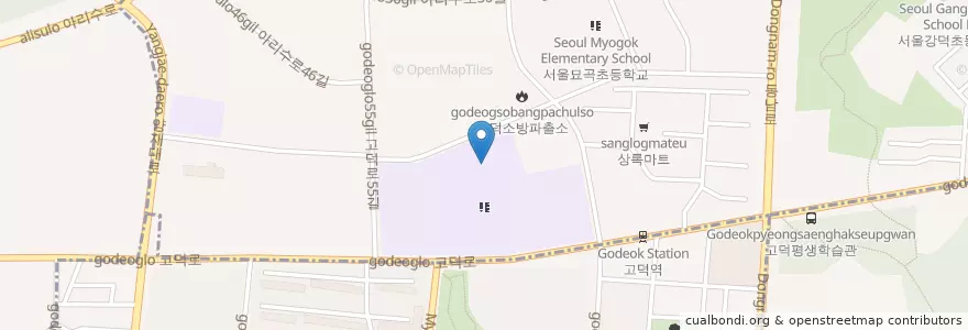 Mapa de ubicacion de 배재고등학교 en South Korea, Seoul, Gangdong-Gu, Godeok-Dong, Godeok 1(Il)-Dong.