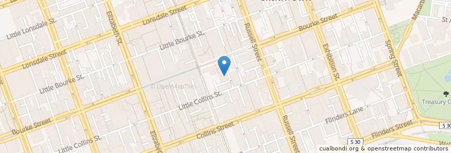 Mapa de ubicacion de Cafe Soho en Austrália, Victoria, City Of Melbourne.