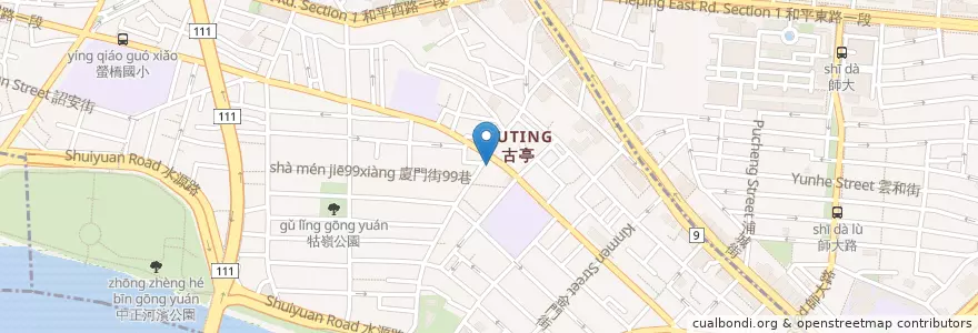 Mapa de ubicacion de 龍華上海風味小吃 en Taiwan, Nuova Taipei, Taipei, 中正區.