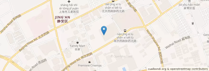 Mapa de ubicacion de Starbucks en China, Shanghái, Jing'an.