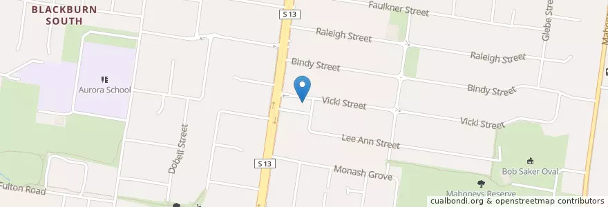 Mapa de ubicacion de Fish & Chips Box en Australie, Victoria, City Of Whitehorse.