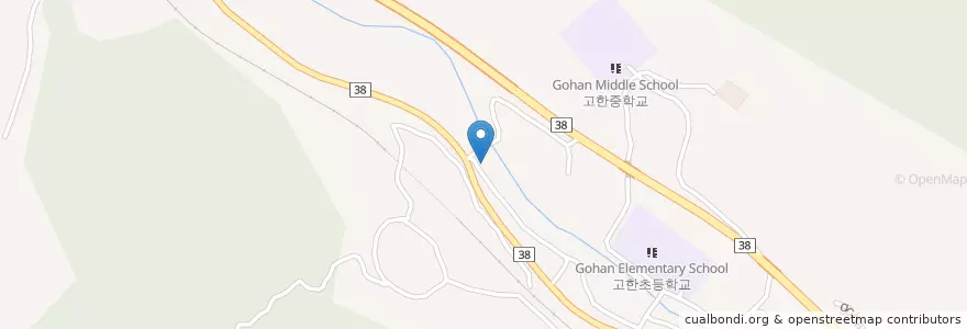 Mapa de ubicacion de 대복주유소 en كوريا الجنوبية, 강원도, 정선군.