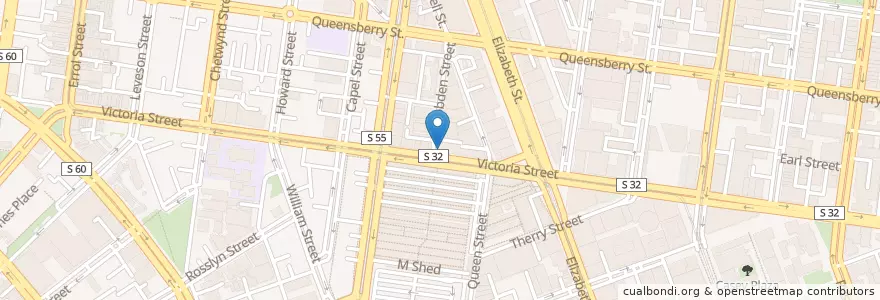 Mapa de ubicacion de DonWoorie Korean BarBQ en Australië, Victoria, City Of Melbourne.