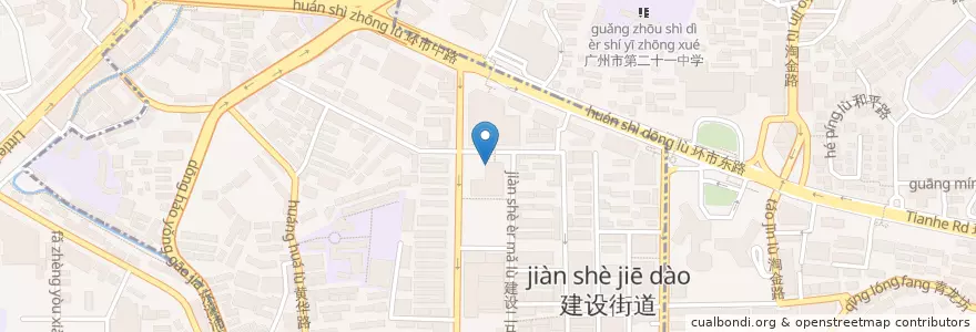 Mapa de ubicacion de PizzaExpress en China, Guangdong, Guangzhou, 越秀区, 建设街道.