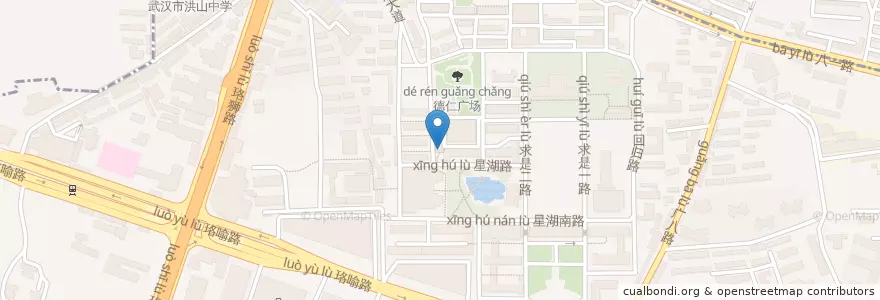 Mapa de ubicacion de 顺丰快递 en China, Hubei, Wuhan, 洪山区, 珞南街道.