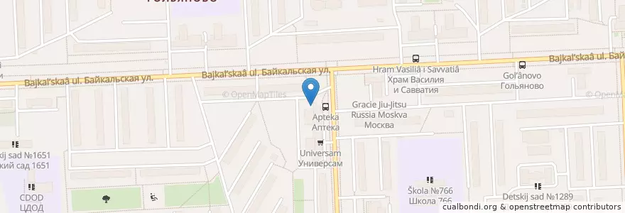 Mapa de ubicacion de Почта Банк en Russia, Distretto Federale Centrale, Москва, Восточный Административный Округ, Район Гольяново.