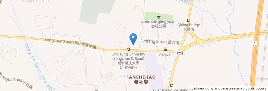 Mapa de ubicacion de 旭海春美食廣場 en Tayvan, Taichung, 南屯區.