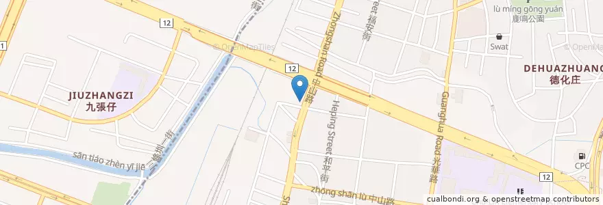 Mapa de ubicacion de 九赫海鮮粥鍋燒麵 en تايوان, تاي شانغ, 沙鹿區.
