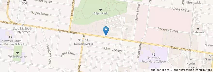 Mapa de ubicacion de Little Dawson Cafe en Austrália, Victoria, City Of Moreland.
