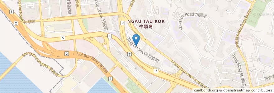 Mapa de ubicacion de 成興粉麵飯店 en China, Guangdong, Hong Kong, Kowloon, Wilayah Baru, 觀塘區 Kwun Tong District.