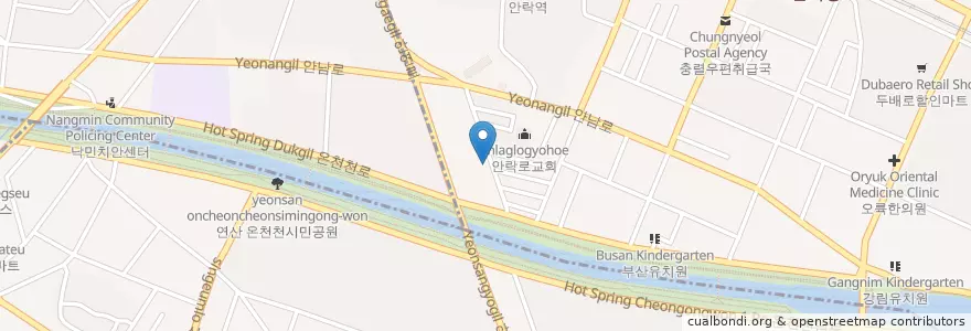 Mapa de ubicacion de 윤카롱 en 大韓民国, 釜山, 東莱区.