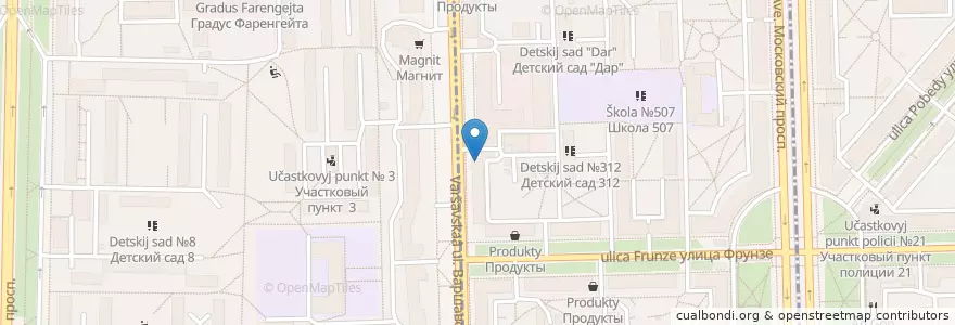 Mapa de ubicacion de Алоэ en Rusland, Северо-Западный Федеральный Округ, Oblast Leningrad, Sint-Petersburg, Московский Район.