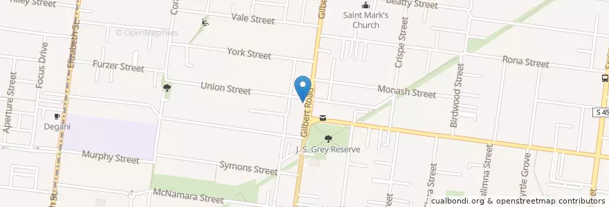 Mapa de ubicacion de Moon Palace en Australie, Victoria, City Of Darebin.