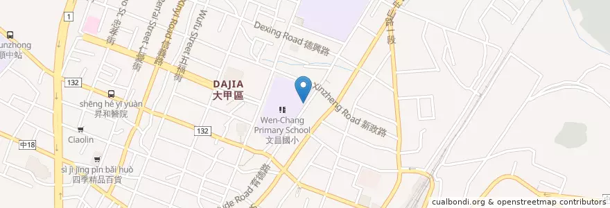 Mapa de ubicacion de 文昌地下停車場 en Taiwan, Taichung, Distretto Di Dajia.