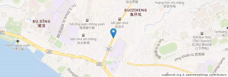 Mapa de ubicacion de 七盎司牛排 en Tayvan, 新北市, 淡水區.