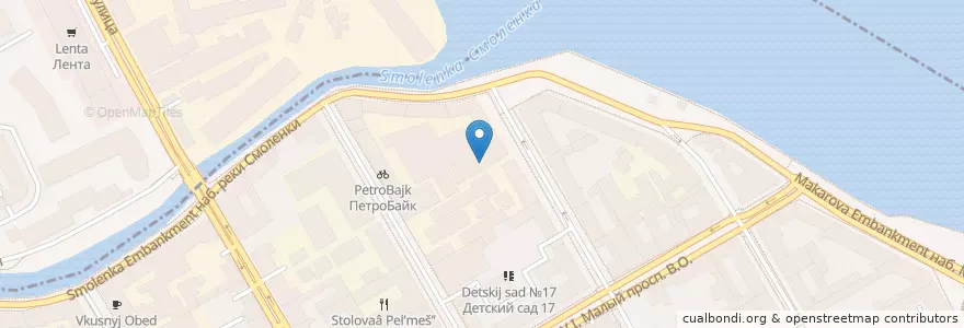 Mapa de ubicacion de Раденталь en ロシア, 北西連邦管区, レニングラード州, サンクト ペテルブルク, Василеостровский Район.