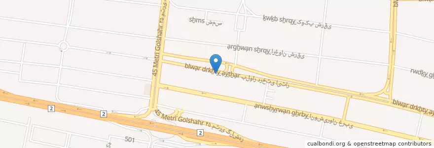 Mapa de ubicacion de بانک تجارت en Irão, استان البرز, شهرستان کرج, بخش مرکزی شهرستان کرج, کرج.