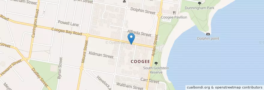 Mapa de ubicacion de Coogee Cafe en استرالیا, New South Wales, Sydney, Randwick City Council.