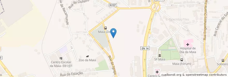 Mapa de ubicacion de Coreto en Portugal, Norte, Porto, Área Metropolitana Do Porto, Maia, Cidade Da Maia.