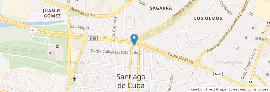 Mapa de ubicacion de Pizzería Martí en Kuba, Santiago De Cuba, Santiago De Cuba, Ciudad De Santiago De Cuba.