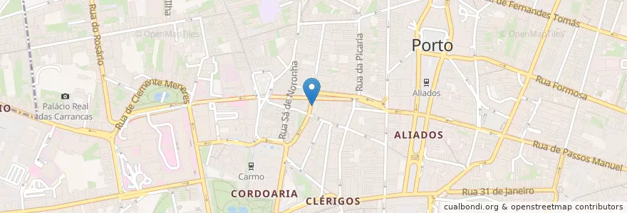 Mapa de ubicacion de Erasmus Bar en Portugal, Norte, Área Metropolitana Do Porto, Porto, Porto, Cedofeita, Santo Ildefonso, Sé, Miragaia, São Nicolau E Vitória.