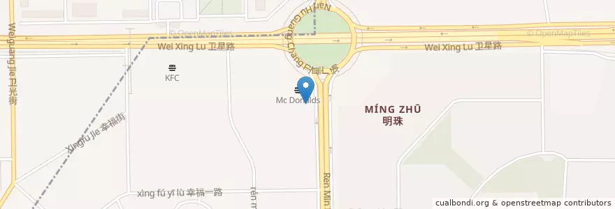Mapa de ubicacion de CCCB en Cina, Jilin, 长春市, 南关区, 明珠街道.