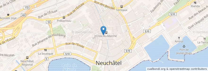 Mapa de ubicacion de La Turquoise en Suiza, Neuchâtel, Lac De Neuchâtel (Ne), Neuchâtel.