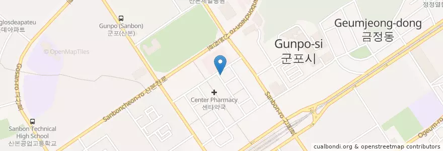 Mapa de ubicacion de 스타벅스 en 대한민국, 경기도, 군포시.