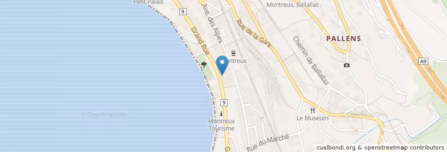 Mapa de ubicacion de Restaurant Panda en スイス, Vaud, District De La Riviera-Pays-D’Enhaut, Montreux.