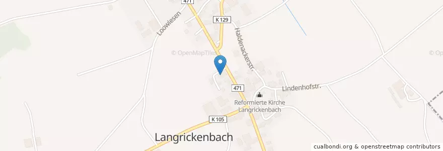 Mapa de ubicacion de Polizeiposten Altnau Langrickenbach en Suíça, Thurgau, Bezirk Kreuzlingen, Langrickenbach.