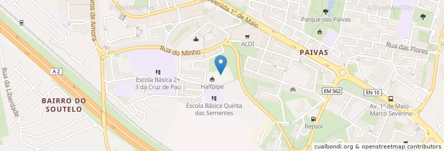 Mapa de ubicacion de Quinta en Португалия, Área Metropolitana De Lisboa, Setúbal, Península De Setúbal, Seixal, Amora.