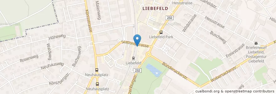 Mapa de ubicacion de Liebefeld Bahnhof en Svizzera, Berna, Verwaltungsregion Bern-Mittelland, Verwaltungskreis Bern-Mittelland, Köniz.
