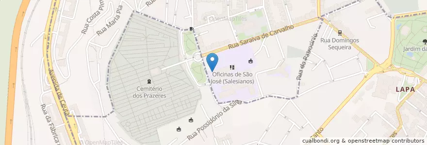 Mapa de ubicacion de Igreja de Nossa Senhora Auxiliadora en Portugal, Aire Métropolitaine De Lisbonne, Lisbonne, Grande Lisboa, Lisbonne, Estrela, Campo De Ourique.