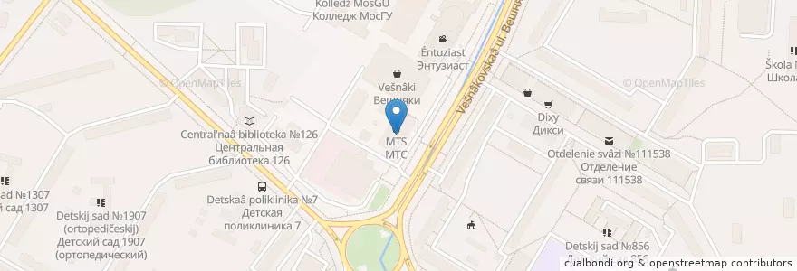 Mapa de ubicacion de Сбербанк en 러시아, Центральный Федеральный Округ, Москва, Восточный Административный Округ, Район Вешняки.