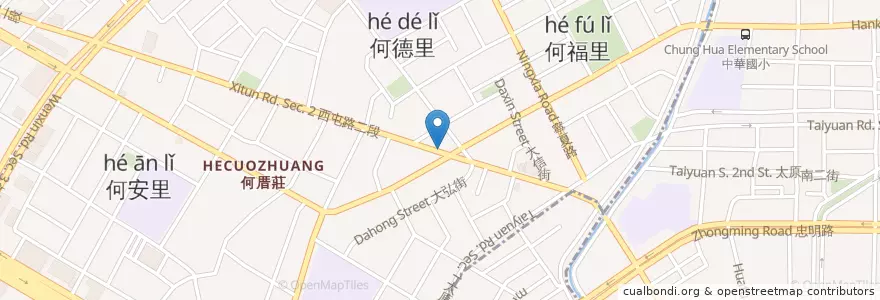 Mapa de ubicacion de 香港京華燒臘 en 台湾, 台中市, 西屯区.